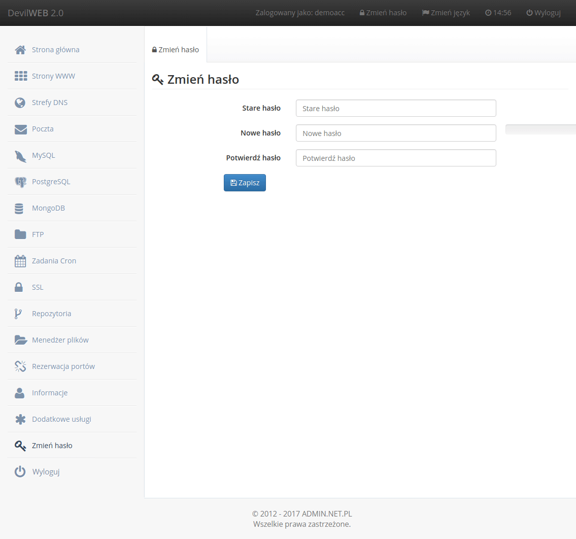 DevilWEB - Zmiana hasła